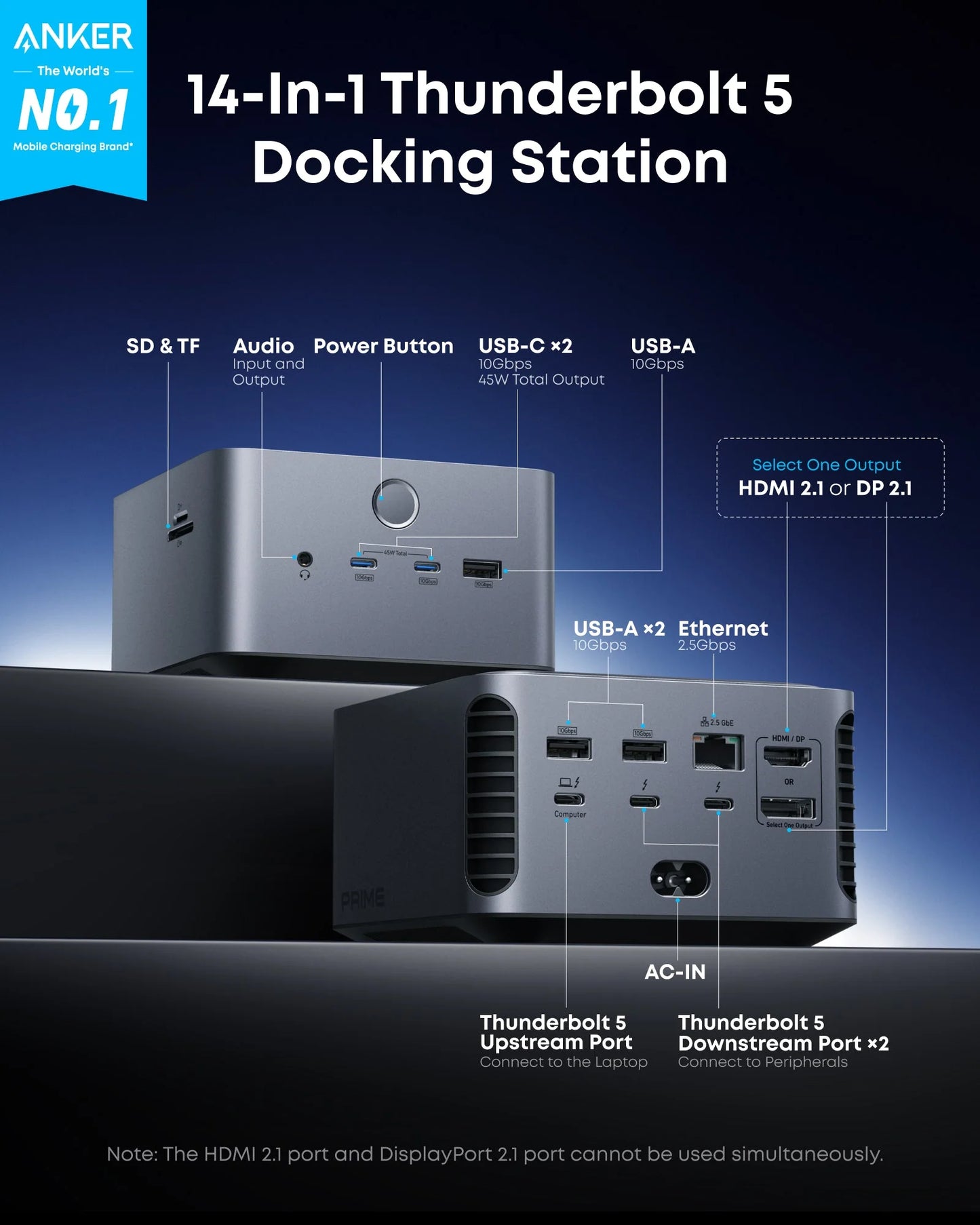 Anker Prime TB5 Docking Station — 14-in-1 Thunderbolt 5